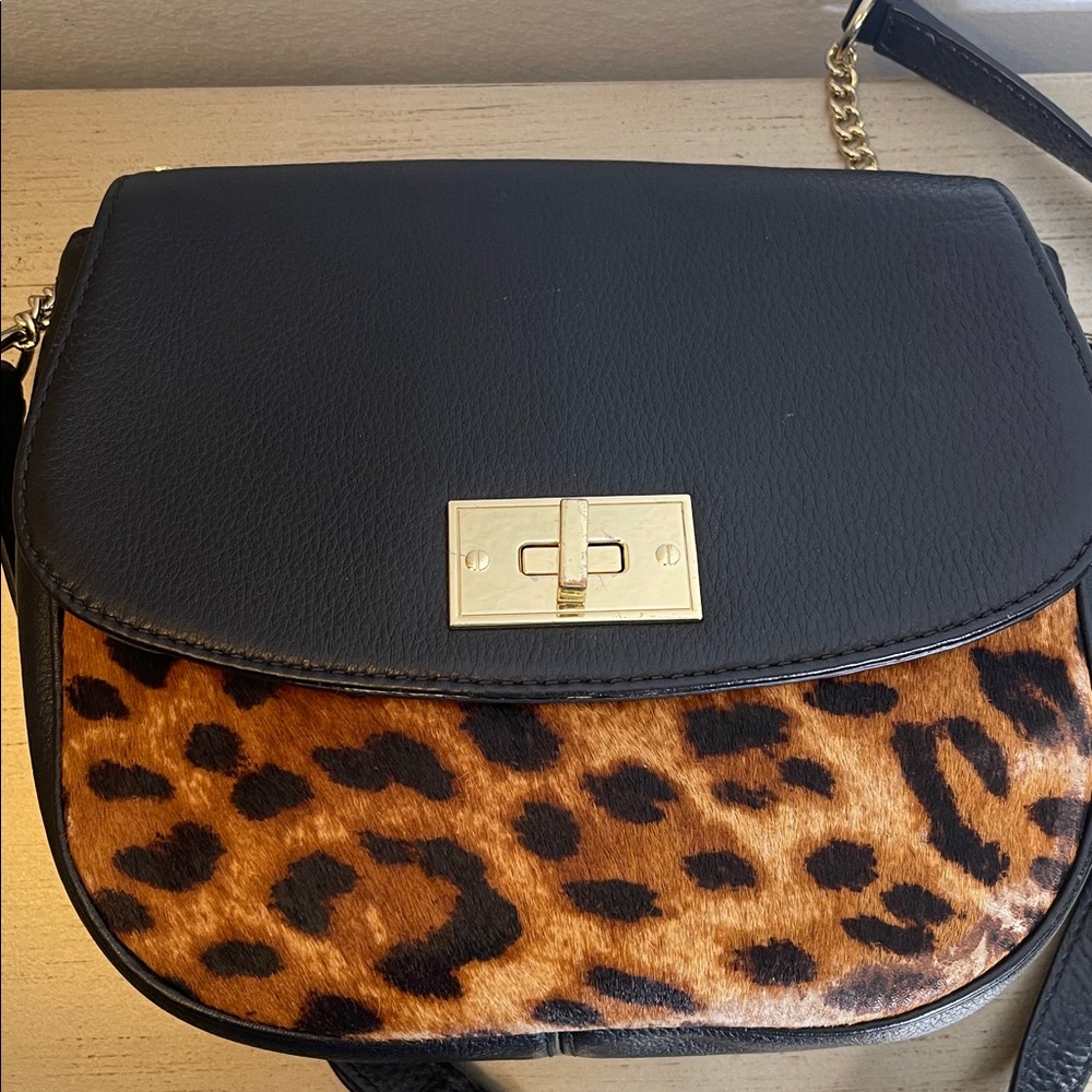 Talbots Black and Leopard Print Crossbody Bag - Picture 3 of 10